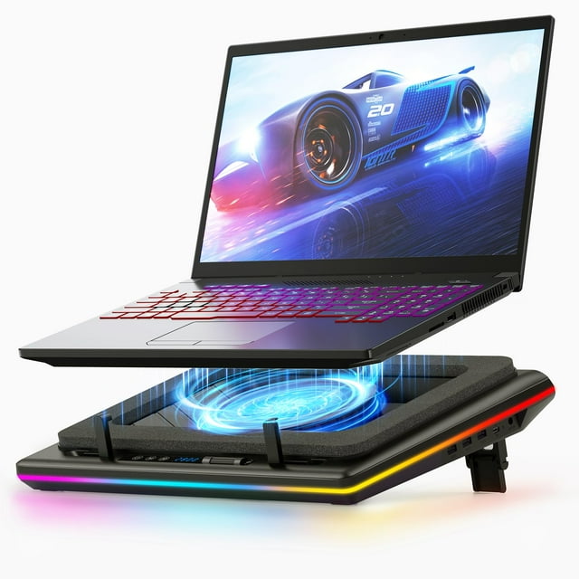 Almohadilla de refrigeración Llano RGB con turboventilador para portátiles de 15 a 19 pulgadas