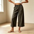 thumbnail image 2 of Kaemgyyd Wide Leg Pants Casual Wide Leg Capris Pants Side Bow High Waist Trousers Vacation Cropped Clothes（Army Green,XX-Large）, 2 of 6