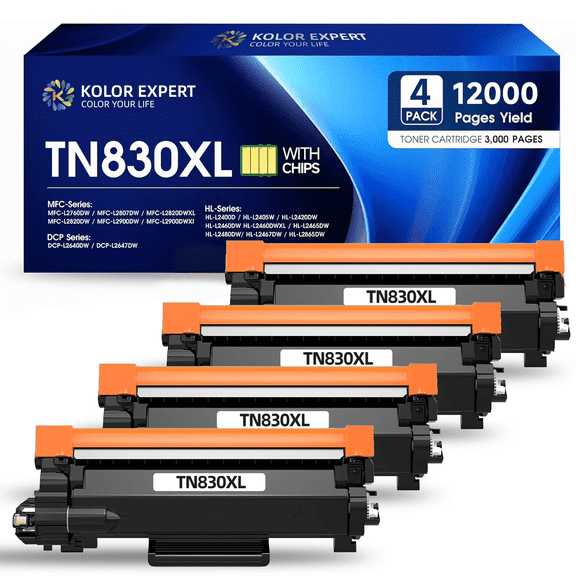 TN830XL Toner Cartridge for Brother TN830XL Toner Cartridges for Brother DCP-L2640DW HL-L2405W HL-L2460DW MFC-L2820DW printers(4-Pack)