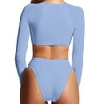 thumbnail image 3 of Wycnly Womens Swimsuits Swimsuit for Women Swimsuit Two Piece Swimsuits Summer Solid Long Sleeve Cropped Swim Top High Waist Bathing Suits Swimming Suits for Women, 3 of 3