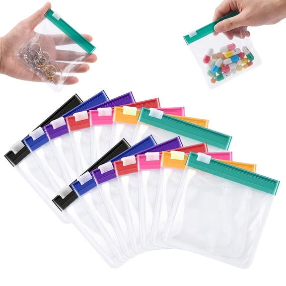 Clear Zipper Pill Storage Bag,14/28/42PCS Water-Resistant Reusable Pill Pouch Set for Daily Use