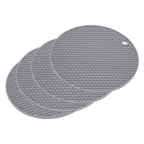Silicona Salvamanteles Esteras para Ollas Calientes Ollas y Sartenes, 4uds Silicona Ollas Soporte Estera, Mesa Térmicas Almohadillas para Cocina Mesa Encimera-Claro Gris