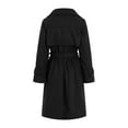 thumbnail image 7 of Pimfylm Women's Notch Lapel Double Belted Long Outwear Winter Coat Black, XL, 7 of 7