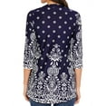 thumbnail image 7 of ZXSXSY Women Floral Print 3/4 Sleeve Buttons Pleated Front Blouse, 7 of 7