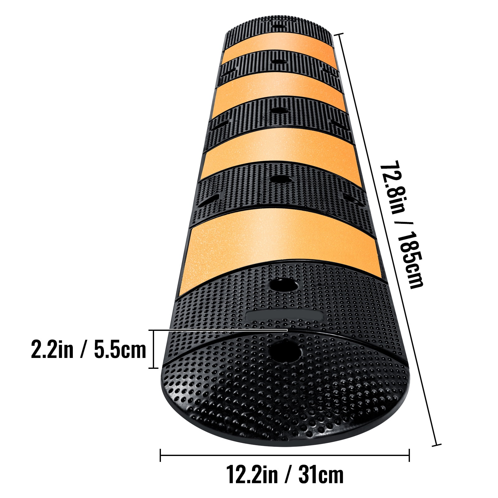 KFFKFF 1 Pack 2 Channel Speed Bump Hump, 72" Long Modular Speed Bump Rated 22000 LBS Loading, 72.8 x 12.2 x 2.2" Garage Speed Bump, Rubber Speed Bump