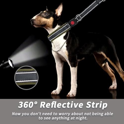 Martingale No Pull Dog Collar for Large Medium Small Dogs, Heavy Duty Nylon Reflective Adjustable Anti Pull Slip Collar with Buckle for Training Walking S Black Army Green