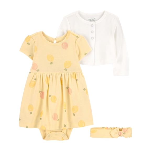 Conjunto Child of Mine para Bebé Niña 3 piezas con Estampado de Limones Amarillo Talla 6-9 Meses