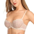 thumbnail image 6 of Wingslove Women's Sexy Lace Bra Plus Size Sheer Non Padded Unlined Underwire Bra,Beige 38D, 6 of 9