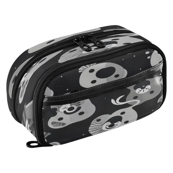 Large Pencil Pen Case Capacity PVC Pencil Pouch Makeup Bag for Women Man, AbstractPrinted