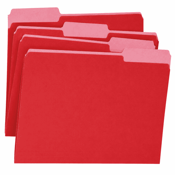 Red File Folders, 36 Pack, Letter Size, 1/3-Cut Tabs in 3 Positions, Durable 11-Point Paper