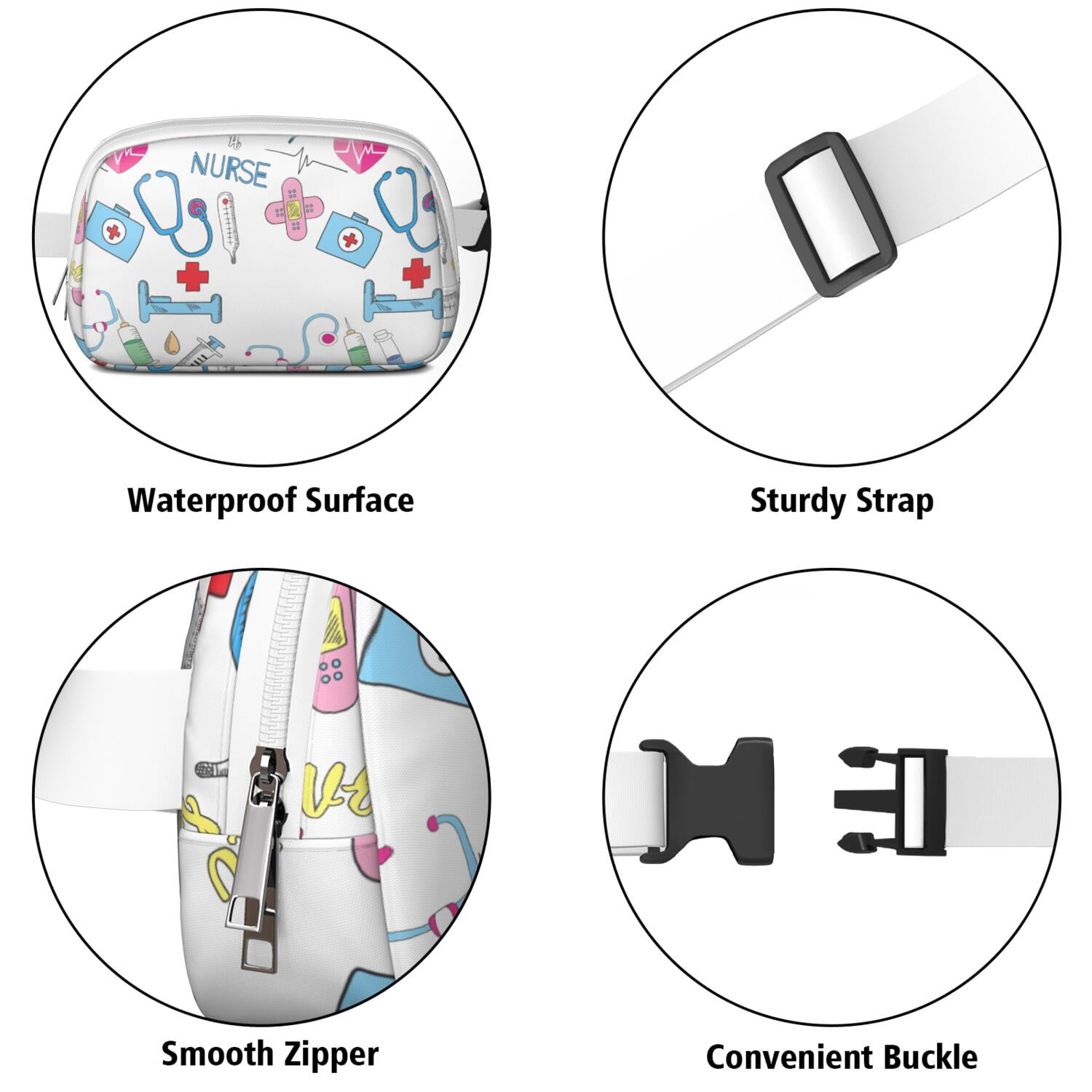 Cute Nurse Aesthetic Belt Bag – Funny Nurse Life Fanny Pack Gift for Nursing Students & Healthcare Heroes, Comfortable & Stylish