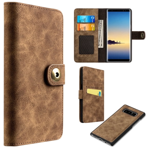 GSA Detachable Magnetic Folio Wallet Case For Samsung Galaxy Note8, Brown