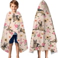 thumbnail image 3 of Shepherd Dog and Flower Floral Hooded Bath Towel，60"x35" for Ages 3 To 12 Kids, Quick Dry Lightweight Soft Microfiber Hood Beach Towel Cover Up for Kids, 3 of 7