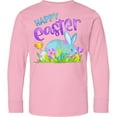 thumbnail image 3 of Inktastic Happy Easter Blue Bunny and Eggs in Grass Long Sleeve Youth T-Shirt, 3 of 5