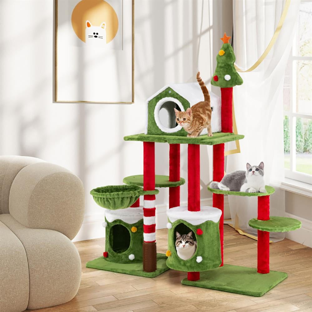 GVN Cat Tree Tower, Cat Tree, 58 Inch Tall Cat Tree Tower Multi-level Pet Climbing and Jumping Tower Furniture with Condos