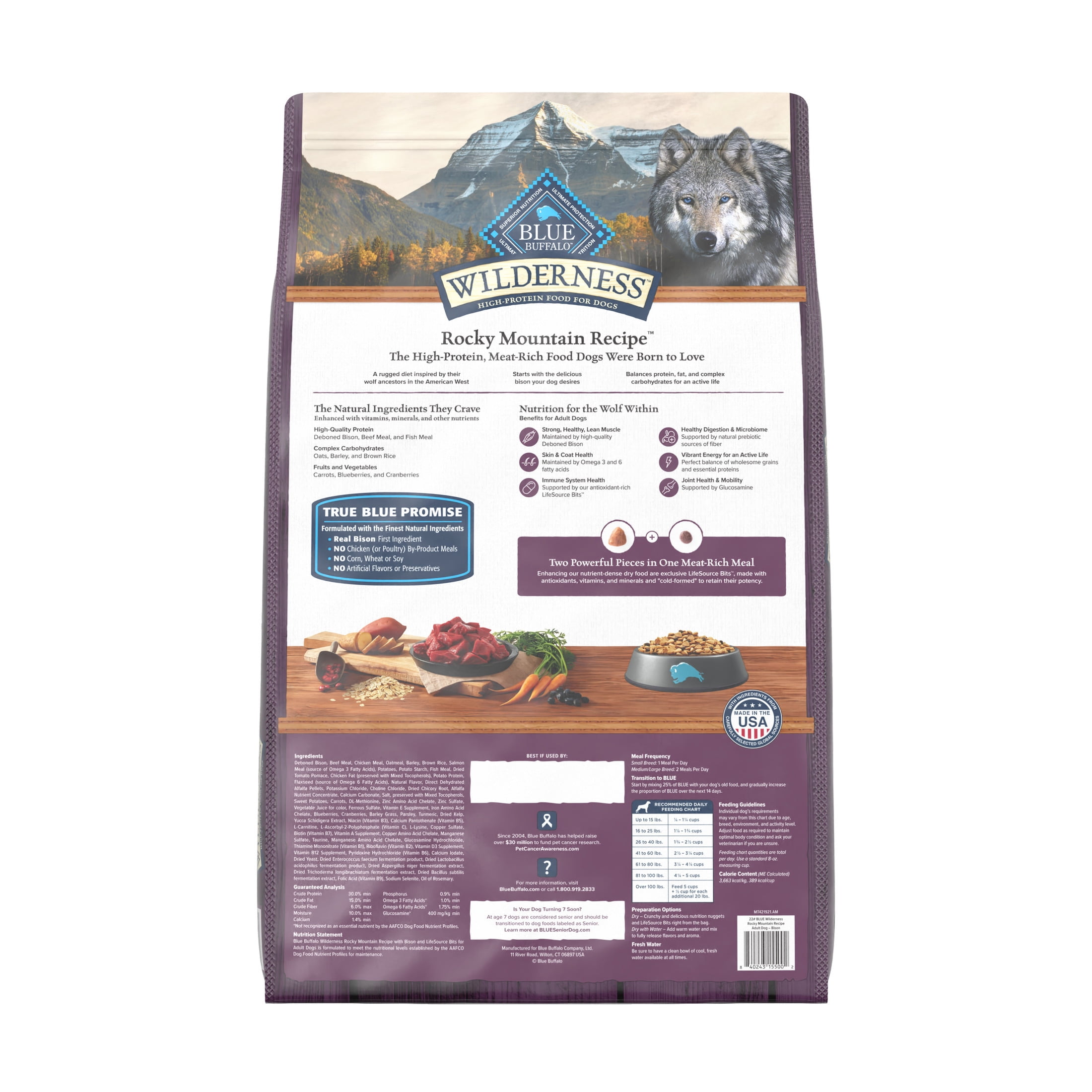 Blue Buffalo Wilderness High-Protein Adult Dry Dog Food, Bison, 22lb Bag