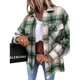 thumbnail image 1 of Chaqueta camisera pesada a cuadros con botones de manga larga informal para mujer, 1 of 5