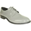 Tab Men Formal Dress Shoes Tuxedo Gray Patent Lace Up Oxford Wrinkle Free 9.5M
