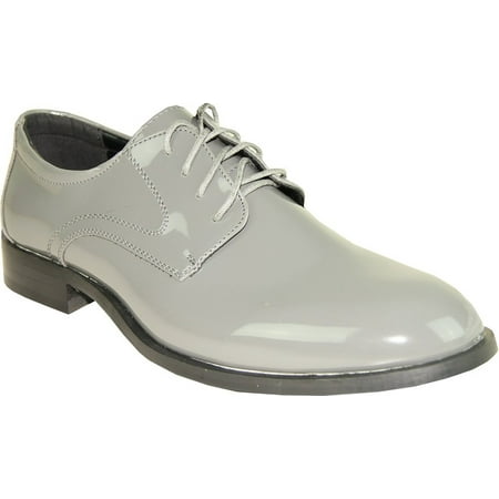 Tab Men Formal Dress Shoes Tuxedo Gray Patent Lace Up Oxford Wrinkle Free 10W