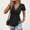 Black, variant on Tops Tees Women's Solid Color Kink Front Gathered V-Neck Short Sleeve Casual T-Shirt Blouse Cotton Linen Lightweight Breathable Relaxed Fit Summer Everyday Layering Top