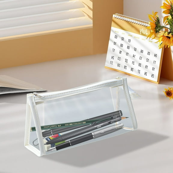 Transparent Pencil Case | Large Capacity Storage Bag | Clear PVC Zipper Pouch | Multipurpose Makeup Organizer | Travel Toiletry Holder | 21.8x11x5.8cm | Holds 30 Pens