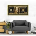 thumbnail image 3 of HFDF Golden Dollar Wall Patg Giclee Canvas Artwork 100 Dollar Money Poster and Prt Creative 100 Bill Art Prt Modern Home Decor Patg HD Prt for Livg Room Bedroom Easy to Hang- 24x16inch Framed, 3 of 6