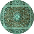 thumbnail image 1 of Ahgly Company Indoor Round Medallion Turquoise Blue Traditional Area Rugs, 6' Round, 1 of 4