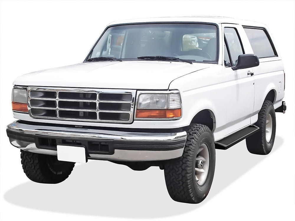 APS Black Running Boards Style Compatible with Ford F-Series Bronco 1980-1996 Regular Cab (Will Not Fit Factory Reinforced Heavy Duty Frames) (Nerf Bars Side Steps Side Bars)