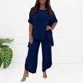 thumbnail image 3 of Conjunto de pantalones y top de jersey para mujer Conjunto de salón de 2 piezas de color sólido Suelto Primavera Verano Hugtrwg  Para estrenar, 3 of 7