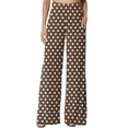 thumbnail image 4 of Dweltoz Wide Leg Palazzo Pants for Women Polka Dot Straight Long Trousers High Waist Lightweight Work Outfits with Pockets,Brown S, 4 of 5