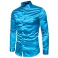 thumbnail image 5 of Lars Amadeus Men's Satin V Neck Long Sleeve Button Down Slim Fit Dress Shirts, 5 of 6
