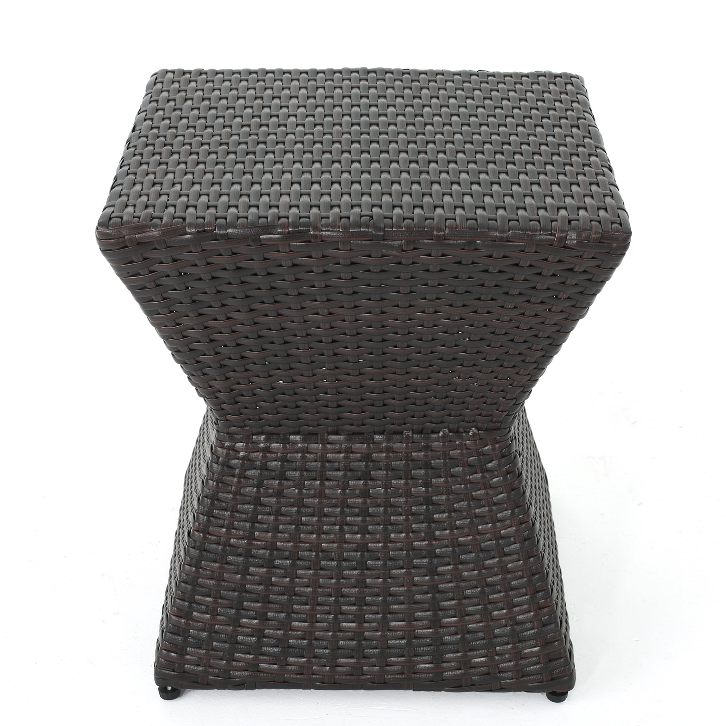 Outdoor 16 Inch Wicker End Side Table for Patio Balcony Garden, Brown