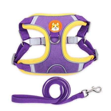Adjustable Pet Accessories Puppy Cat Soft Dogs Chest Strap Vest Dog Harness Traction Rope PURPLE L