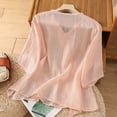 thumbnail image 2 of Women's Cotton Linen Short Sleeve Blouse Embroidered Button Down Summer, 2 of 9