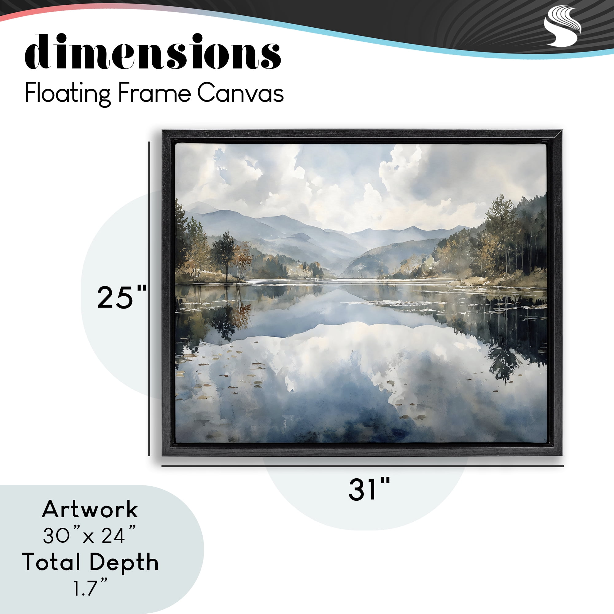 Stupell Industries Nature's Reflection on Mountain Lake Black Framed Floater Canvas Wall Art, design by Franklyn Gregory
