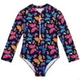 thumbnail image 2 of ATOGUTA Girls Long Sleeve Swimsuits One Piece Rash Guard Bathing Suit Kids Zipper Swimwear Dark Blue, Size 4T-12, 2 of 5