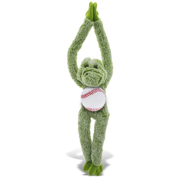 DolliBu Long Arms Alligator Stuffed Animal with Baseball Plush – Soft Huggable Gator, Playtime Alligator Plush Toy, Cute Wildlife Gift, Baseball Plush Doll Animal Toy for Kids and Adults - 21 Inches