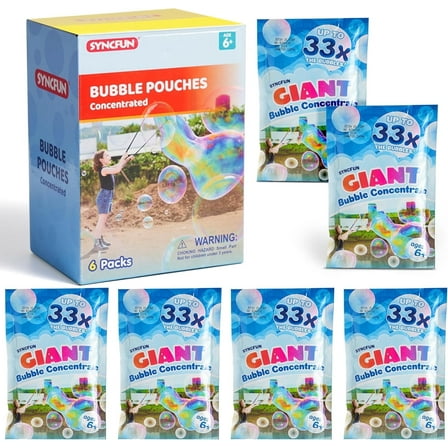 SYNCFUN Bubble Solution Concentrated (up to 4.5 Gallons) 6 Giant pack Bubble Refill for Toys, Easter Outdoor Activities