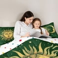 thumbnail image 4 of Homewish Retro Boho Sun Moon Twin Comforter Sets,Bohemian Exotic Style Bedding Set,Green,Polkadot Reversible,2-Piece,1 Comforter and 1 Pillowcase, 4 of 7