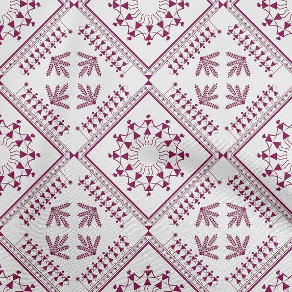 oneOoneRayonMaroonFabricAsianFloralBlockSewingFabricByTheYardPrintedDiyClothingSewingSupplies56InchWide