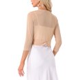 thumbnail image 3 of BOLERO DE MALLA TRANSPARENTE PARA MUJERES INSPIRE CHIC, MANGAS 3/4, LIGERO, ELEGANTE, CÁRDIGAN CORTO, CAQUI S, 3 of 6