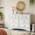 thumbnail image 5 of Duerer Modern 7 Drawer Dresser, Wood Horizontal Cabinet Dresser Chest of Drawers for Bedroom, Living Room, White, 5 of 9