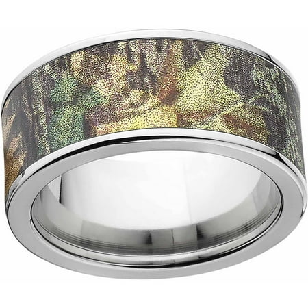 New Break Up Men's Camo 10mm Stainless Steel Band with Polished Edges and Deluxe Comfort Fit