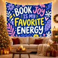 thumbnail image 3 of Book Joy Favorite Energy Quote With Flowers, Cheerful Illustration Style for Book Lovers, Literary Wall Decor, Birthday Gift, Tapestry Wall Hanging for Bedroom and Reading Nook, 3 of 7