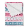 thumbnail image 2 of Tribal Soft Flannel Fleece Throw Blanket, Egyptian Cats Wings Pyramids Triangles Historical Pattern, Cozy Plush for Indoor and Outdoor Use, 50" x 70", Pale Blue Pink White, by Ambesonne, 2 of 5