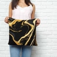 thumbnail image 3 of Throw Pillow Covers 18x18 Inch, Black Gold Marble Decorative Pillow Cases for Couch Sofa Bed, Modern Geometric Textured Cotton Linen Square Home Decor Pillowcases with Hidden Zipper, 3 of 7