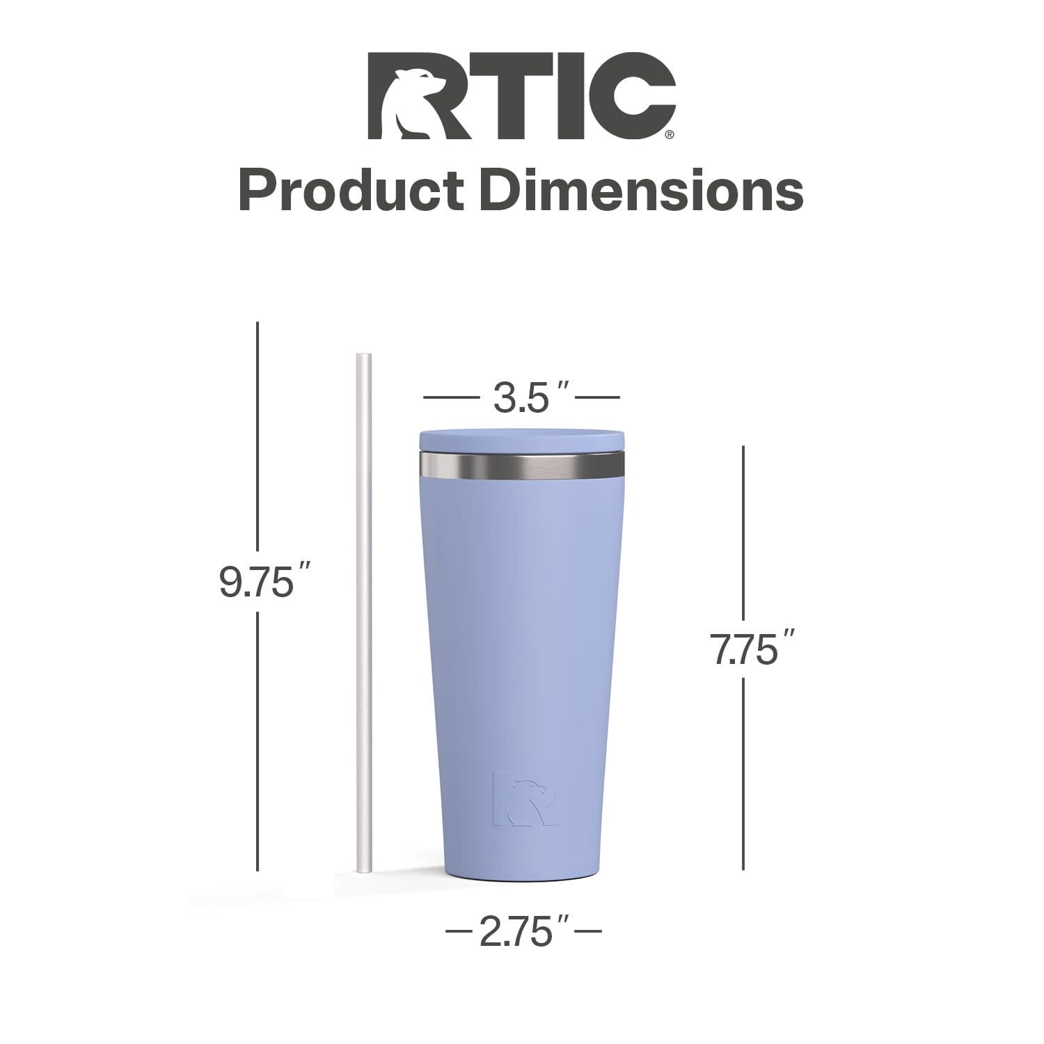 RTIC Everyday 20 oz Spill-Resistant Straw Lid Ceramic Lined Tumbler, Periwinkle