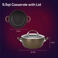 thumbnail image 2 of Circulon Symmetry Hard-Anodized Nonstick 5.5-Quart Casserole with Lid, Chocolate, 2 of 10