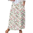 thumbnail image 2 of Viikei Women's Skirt in Lightweight Material,Women's Printed Elastic Waistband Pleated Pocket Skirt With Mid Calf Skirt Watermelon Red M, 2 of 5