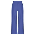 thumbnail image 4 of FAIWAD Women Cotton Linen Pants Wide Leg Straight Palazzo Pant High Waisted Elastic Trousers with Pockets (3X-Large, Blue), 4 of 5
